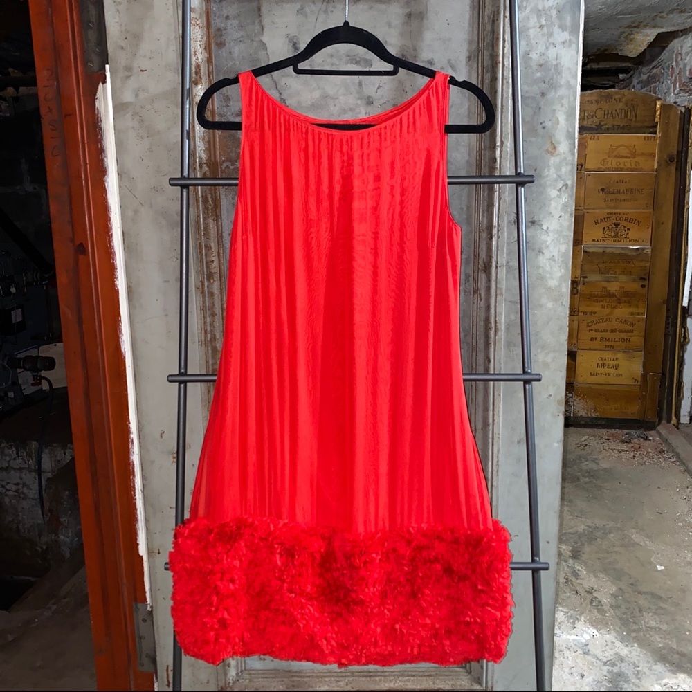 Catherine Malandrino Red Silk Ruffle Dress